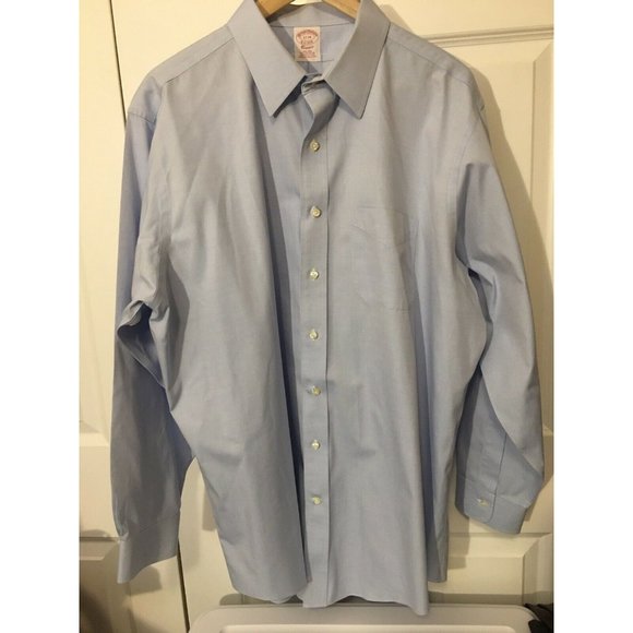 Brooks Brothers Classic Men’s Sz 17-34 Non-Iron All‎ Cotton button Shirt Blue - Picture 3 of 5